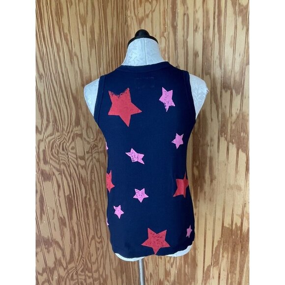 Current/Elliott Navy Blue Knit Tank Womens Size 0 Star Print Small - Picture 6 of 8